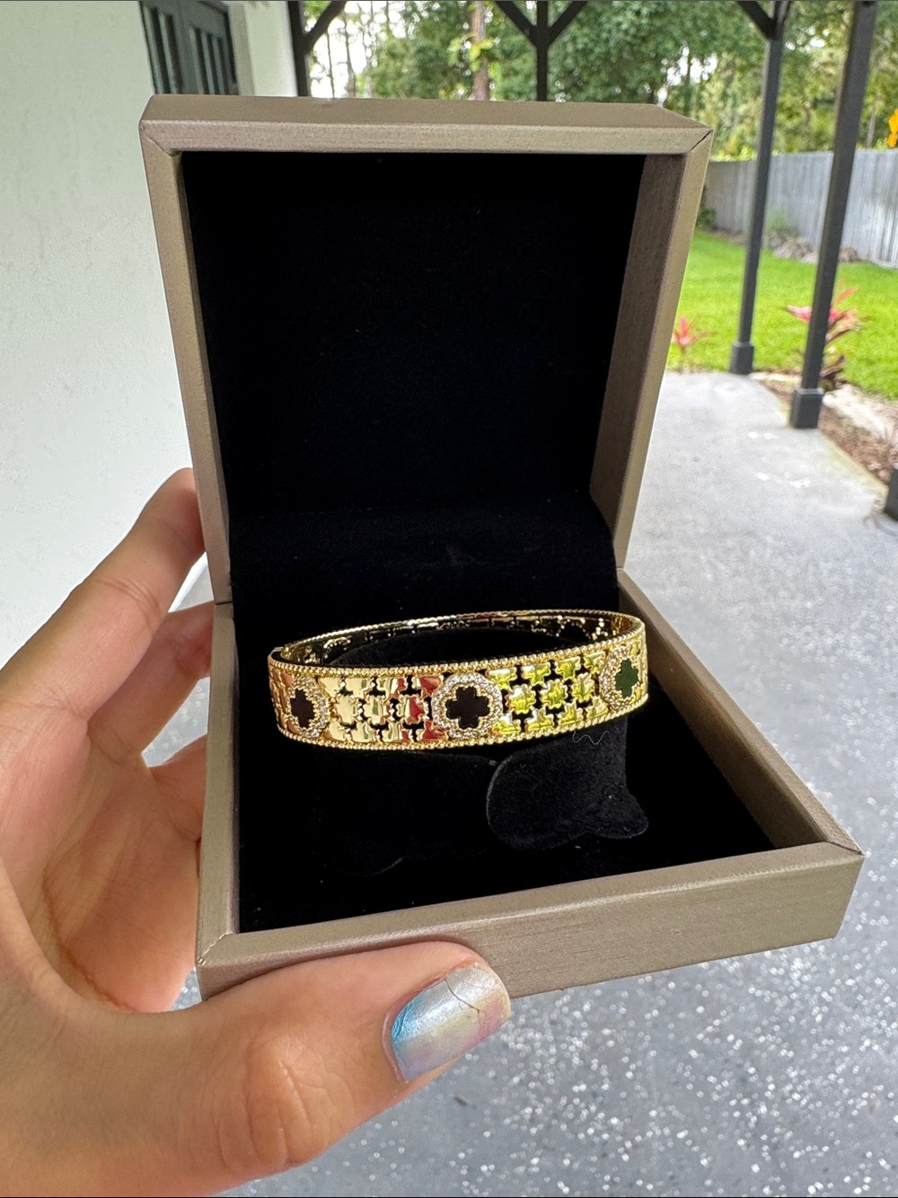 ✨Gold and Black Clover High Quality Deco Bangle Bracelet - New with Box!